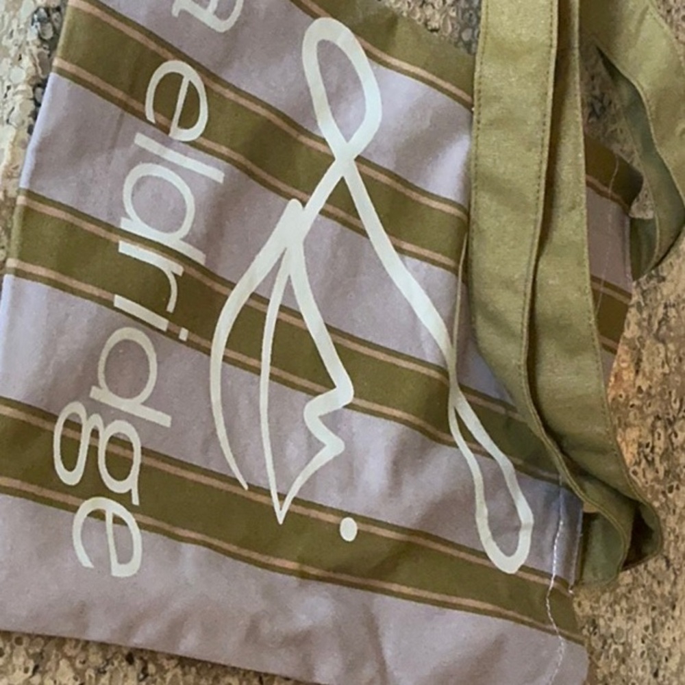 New Lisa Eldridge Striped Tote Bag - Lavender, olive and Cream